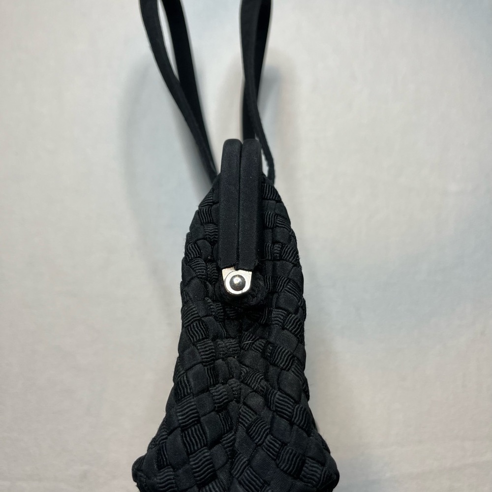 Liz Claiborne Small Black Woven Vintage Evening Purse - Picture 3 of 12